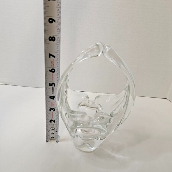 Clear Crystal Basket Split Handled Glass Vase Candy Holder - Picture 9 of 10